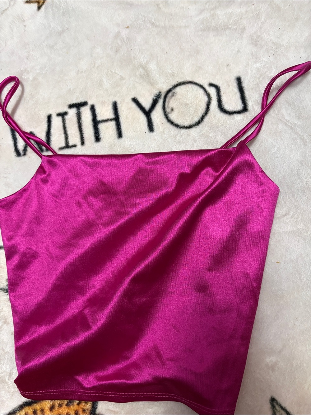 Spaghetti crop top in Fuchsia Pink